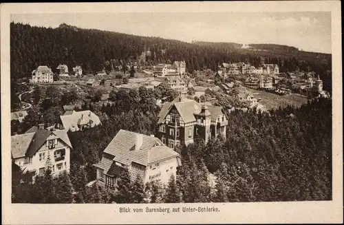 Ak Unter Schierke Schierke im Harz, Blick vom Barenberg auf den Ort