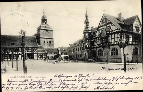 Ak Harzgerode am Harz, Marktplatz