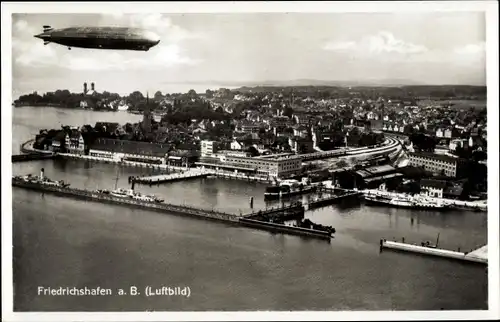 Ak Friedrichshafen am Bodensee, Zeppelin, Stadtpanorama
