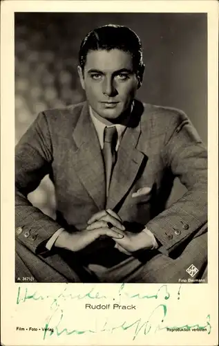 Ak Schauspieler Rudolf Prack, Portrait, Autogramm
