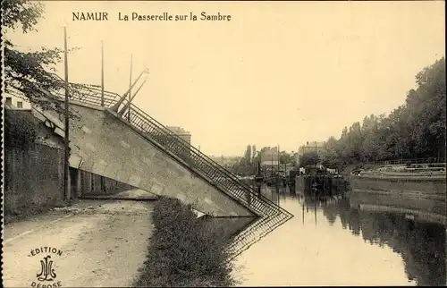 Ak Namur Wallonien, La Passerelle sur la Sambre