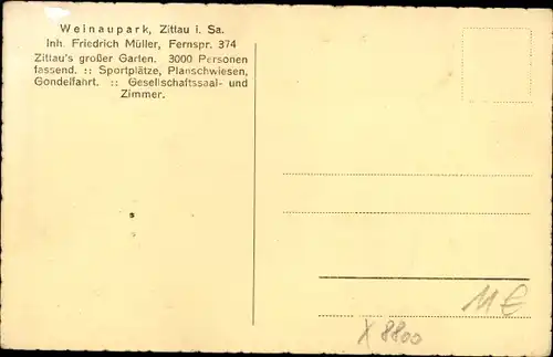 Ak Zittau in Sachsen, Weinaupark, Weinau Gastwirtschaft