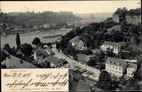 Ak Posta Pirna in Sachsen, Gesamtansicht