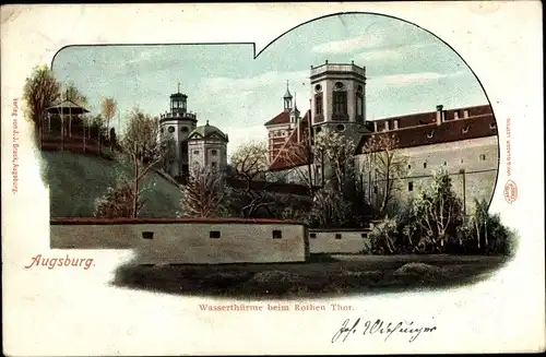 Ak Augsburg in Schwaben, Wassertürme beim Roten Tor