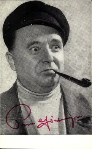Foto Ak Schauspieler Paul Löwinger, Portrait, Pfeife, Autogramm