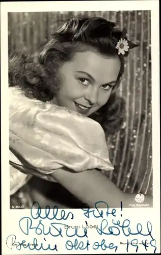 Ak Schauspielerin Bruni Löbel, Portrait, Autogramm Berlin 1949
