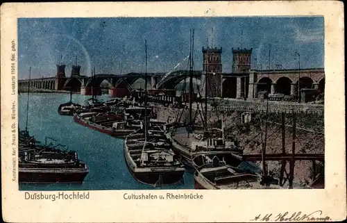 Luna Ak Hochfeld Duisburg im Ruhrgebiet, Caltushafen und Rheinbrücke