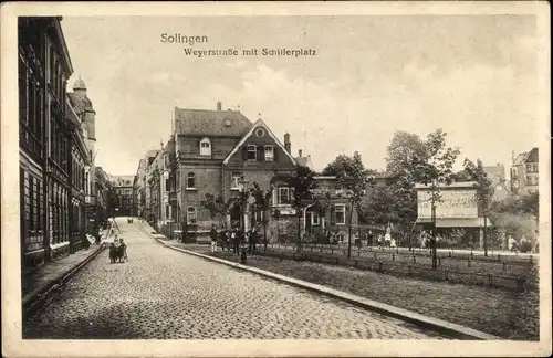 Ak Solingen in Nordrhein Westfalen, Weyerstraße mit Schillerplatz