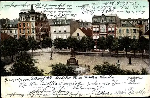 Ak Bremerhaven, Marktplatz, Denkmal