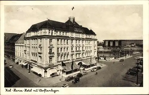 Ak Hansestadt Kiel, Hansa Hotel mit Werftanlagen