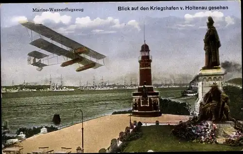 Ak Holtenau Kiel in Schleswig Holstein, Kriegshafen, Marine-Wasserflugzeug