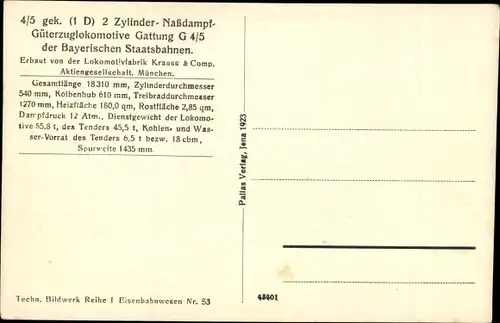 Ak Bayerische Güterzuglokomotive Gattung G 4/5, Bayerische Staatsbahnen