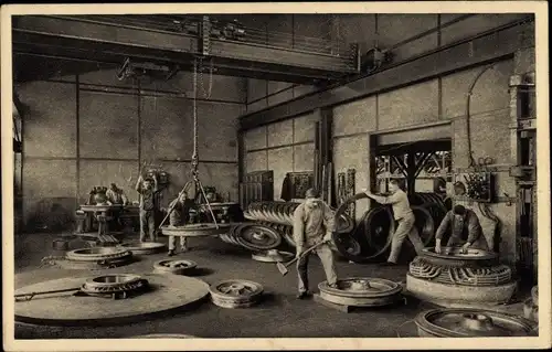 Ak Rheinisch-Westfälische Hüttenwerke, Räderfabrik, Aufschrumpfen, Radreifen