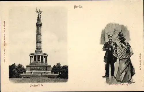 Ak Berlin Tiergarten, Siegessäule, Diskreter Auftrag