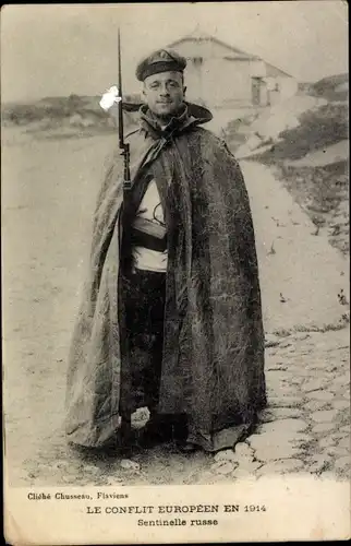Ak Le Conflit Europeen en 1914, Sentinelle russe