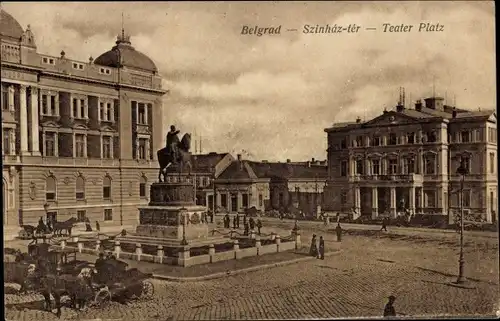 Ak Beograd Belgrad Serbien, Theaterplatz