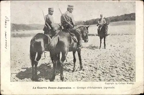 Ak Russisch Japanischer Krieg, Groupe d'éclaireurs japonais, Japanische Aufklärer, Kavallerie