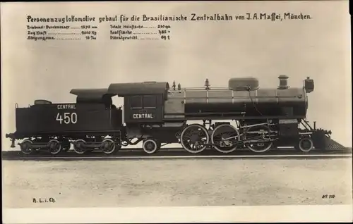 Foto Brasilianische Eisenbahn, Dampflok, Central Nr. 450