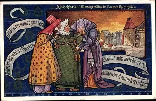 Künstler Ak Hansestadt Bremen, Klatschbasen, Gemälde im Ratskeller