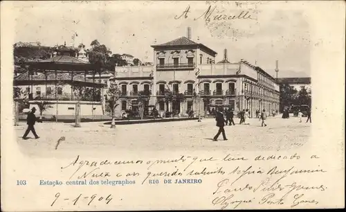 Ak Rio de Janeiro Brasilien, Estacao central dos telegraphos