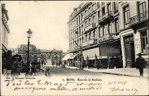 Ak Mons Wallonien Hennegau, Rue de la Station