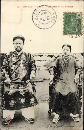 Ak Saigon Cochinchine Vietnam, Mandarin et sa Femme