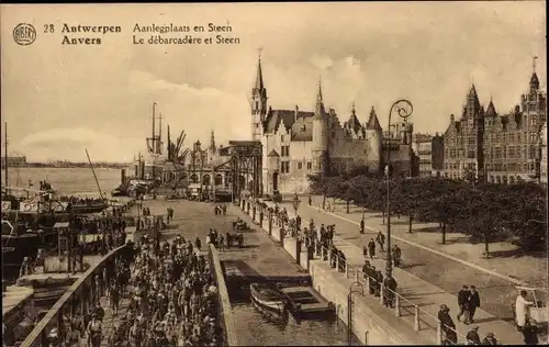Ak Anvers Antwerpen Flandern, Aanlegeplaats en Steen
