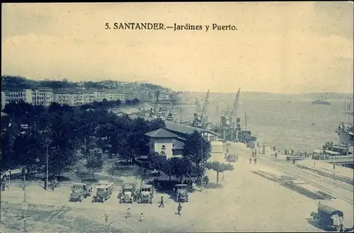 Ak Santander Kantabrien Spanien, Jardines y Puerto