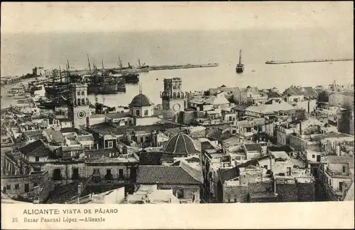 Ak Alicante Valencia Spanien, Vista de Pajaro