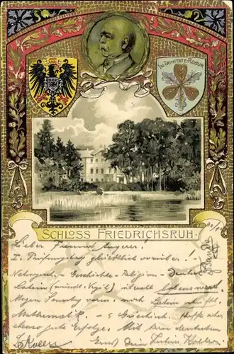 Wappen Litho Friedrichsruh Aumühle Schleswig Holstein, Fürst Otto von Bismarck, Schloss
