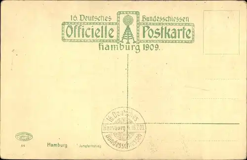 Wappen Ak Hamburg Mitte Altstadt, Jungfernstieg, 16 Deutsches Bundesschießen 1909, Zielscheibe
