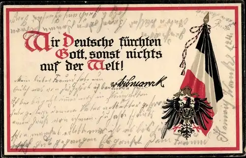 Wappen Ak Wir Deutsche fürchten Gott, sonst nichts auf der Welt, Fahne