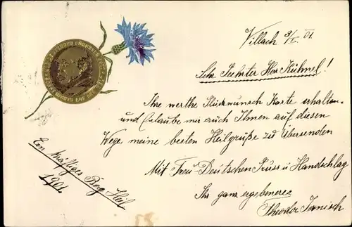 Präge Litho Fürst Otto von Bismarck, Kornblume