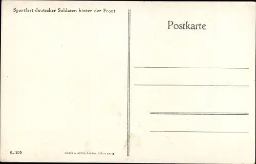 Ak Sportfest deutscher Soldaten hinter der Front, Gewichtheber, I WK