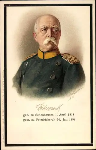 Künstler Ak Fürst Otto von Bismarck, Portrait, Trauerkarte