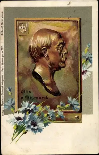 Litho Fürst Otto von Bismarck, Portrait, Kornblumen