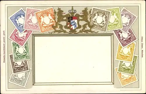 Briefmarken Ak Königreich Bayern, Wappen