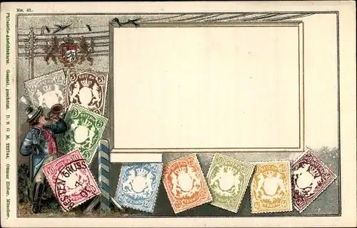 Briefmarken Ak Königreich Bayern, Wappen