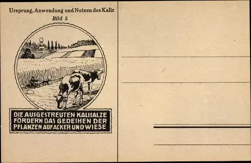 Künstler Ak Ursprung, Anwendung und Nutzen des Kalis, Acker und Kuhweide