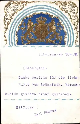 Präge Wappen Ak Königreich Bayern