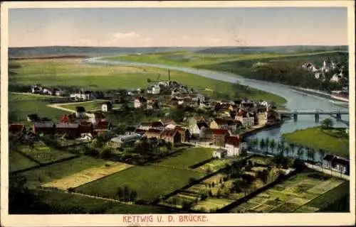 Ak Kettwig Essen im Ruhrgebiet, Ortschaft mit Landschaftsblick