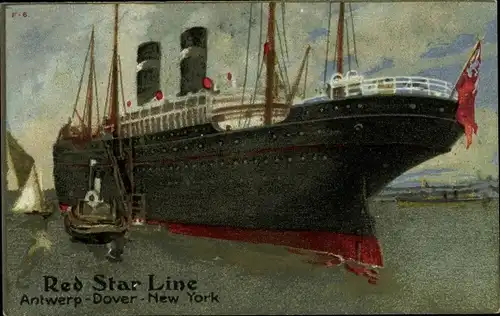 Künstler Ak Red Star Line, Dampfer, Antwerpen Dover New York
