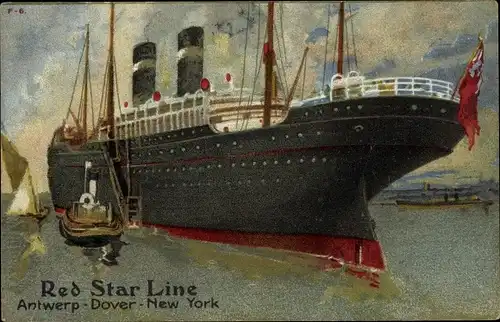 Ak Red Star Line, Dampfer, Antwerpen Dover New York
