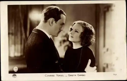 Ak Schauspieler Conrad Nagel und Greta Garbo, Portrait