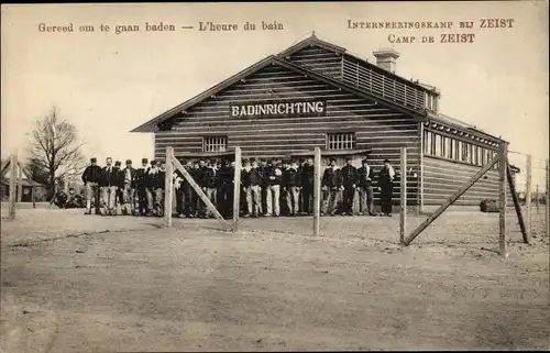 Ak Zeist Utrecht Niederlande, Inerneeringskamp, Badinrichting, Internierungslager, Soldaten