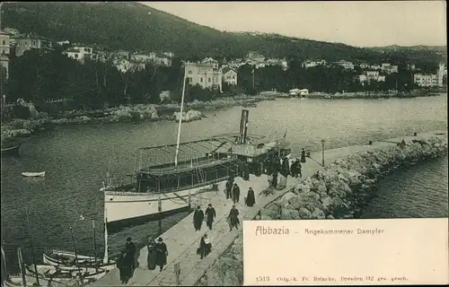 Ak Opatija Abbazia Kroatien, Dampfer Siraly im Hafen, Reederei Ungaro Croata