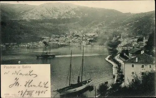 Ak Bakar Buccari Kroatien, Blick auf den Ort