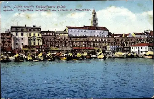 Ak Split Spalato Kroatien, Diokletianspalast, Stadtansicht, Photochromie Purger