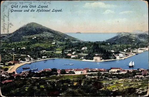 Ak Gruž Gravosa Dubrovnik Kroatien, Panorama, Halbinsel Lapad