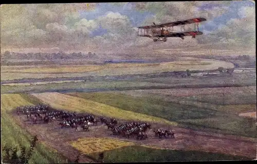 Ak Tarnobrzeg Polen, Aufklärungsflug eines österreichischen Militärflugzeuges, I WK